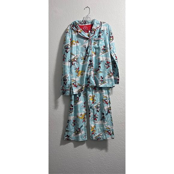 Disney 100 Mickey Mouse & Friends Matching Family 2pc Pajama skiing M Holiday - Picture 1 of 6